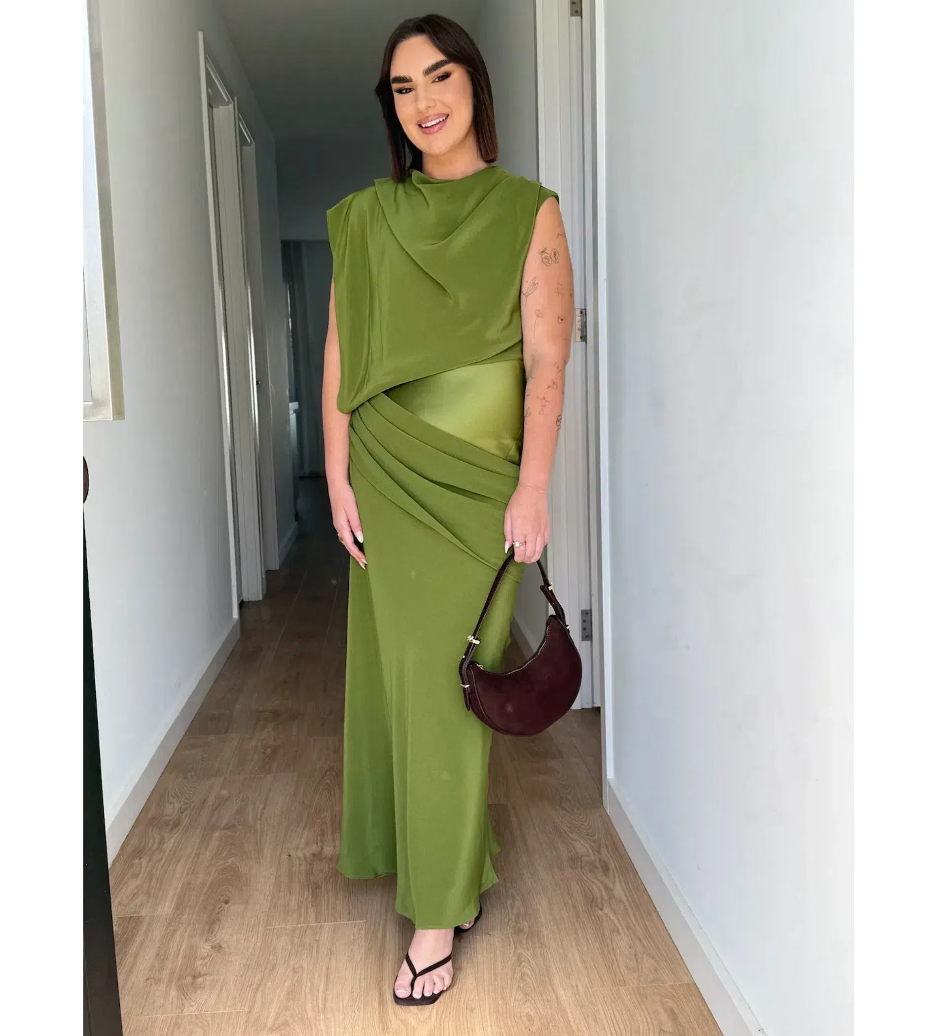 Acler Woodline Maxi Dress Fern Green Size AU 10 - Image 2