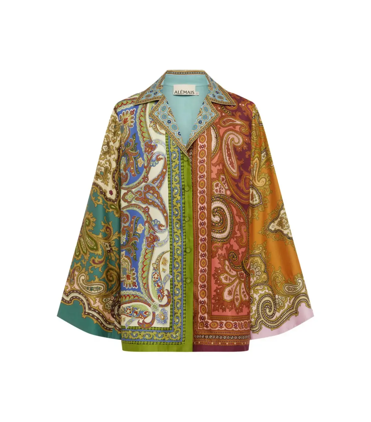 Alemais Clemenza Spliced Silk Shirt and Scarf Skirt Set Multi Size AU 8 - Image 5