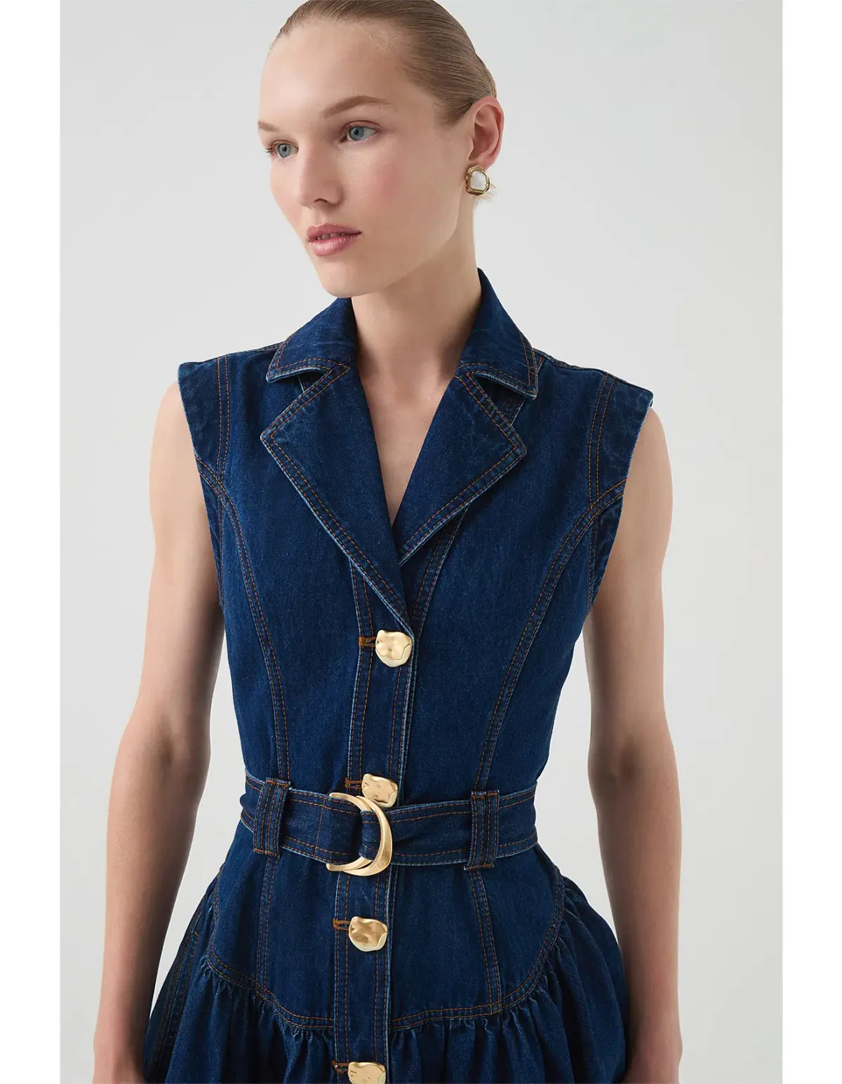 Aje Elena Belted Denim Mini Dress in Dark Classic Wash Size 10/M - Image 4