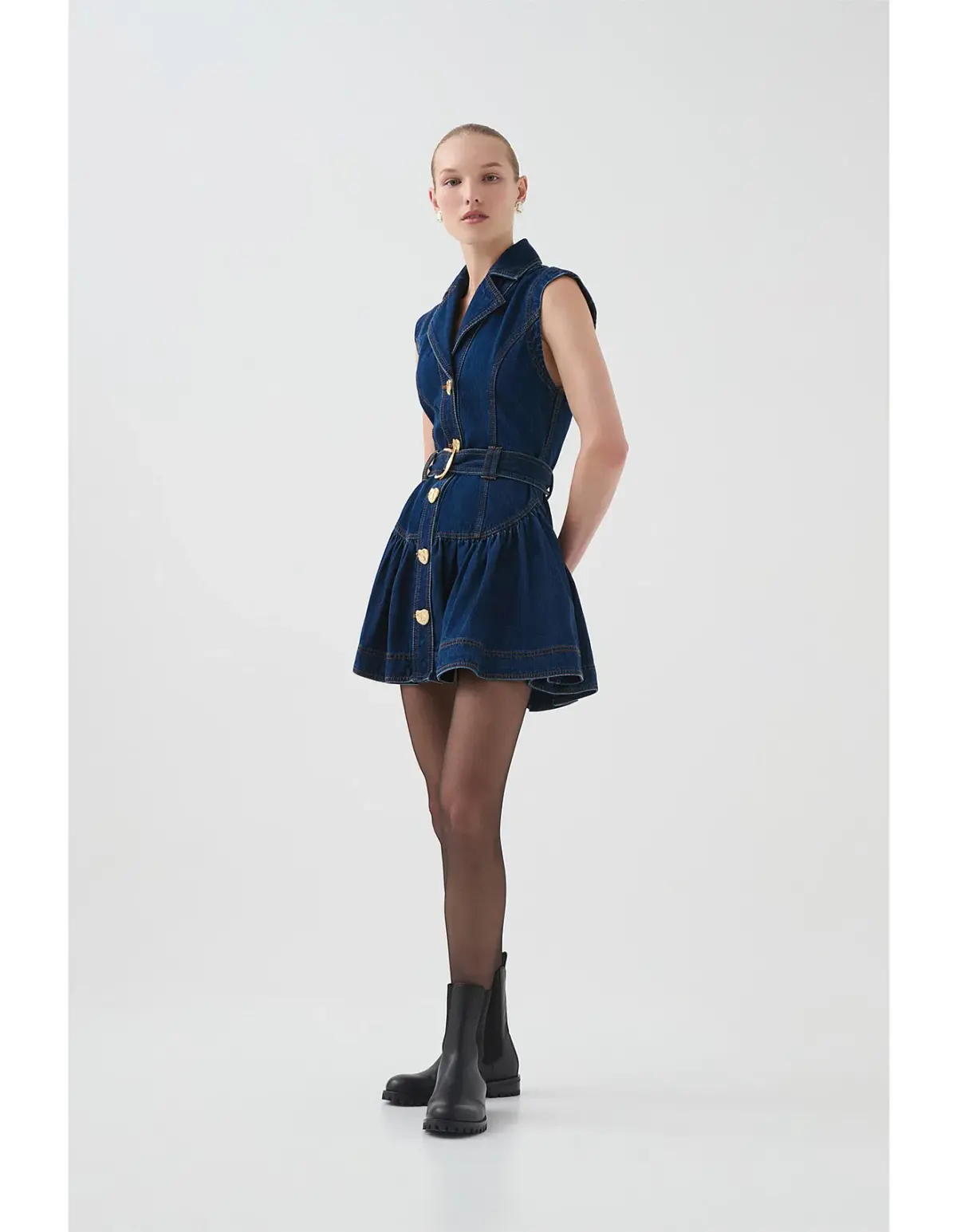 Aje Elena Belted Denim Mini Dress in Dark Classic Wash Size 10/M - Image 6