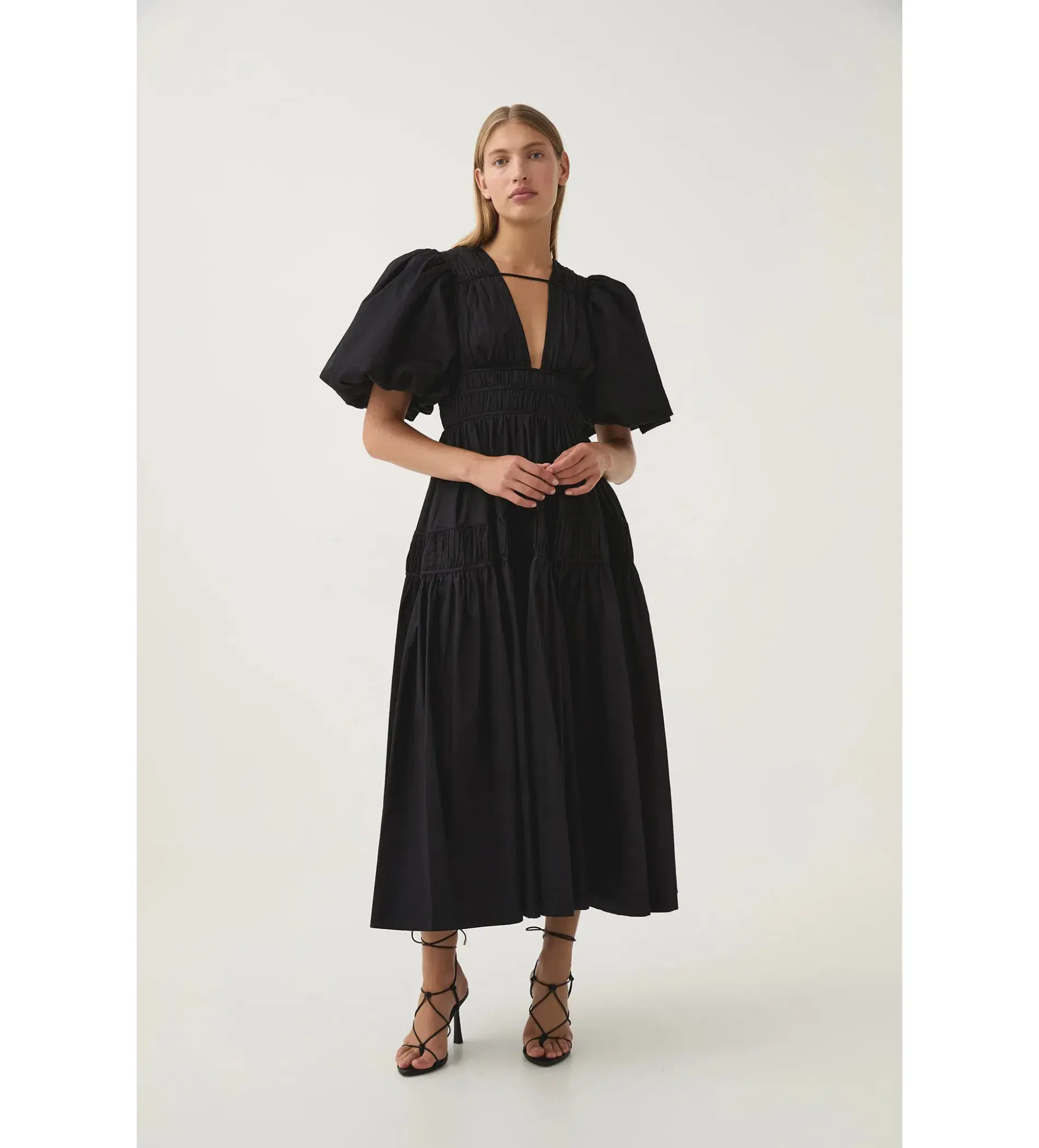 Aje Fallingwater Ruched Midi Dress in Black Size S / AU 8 - Image 2