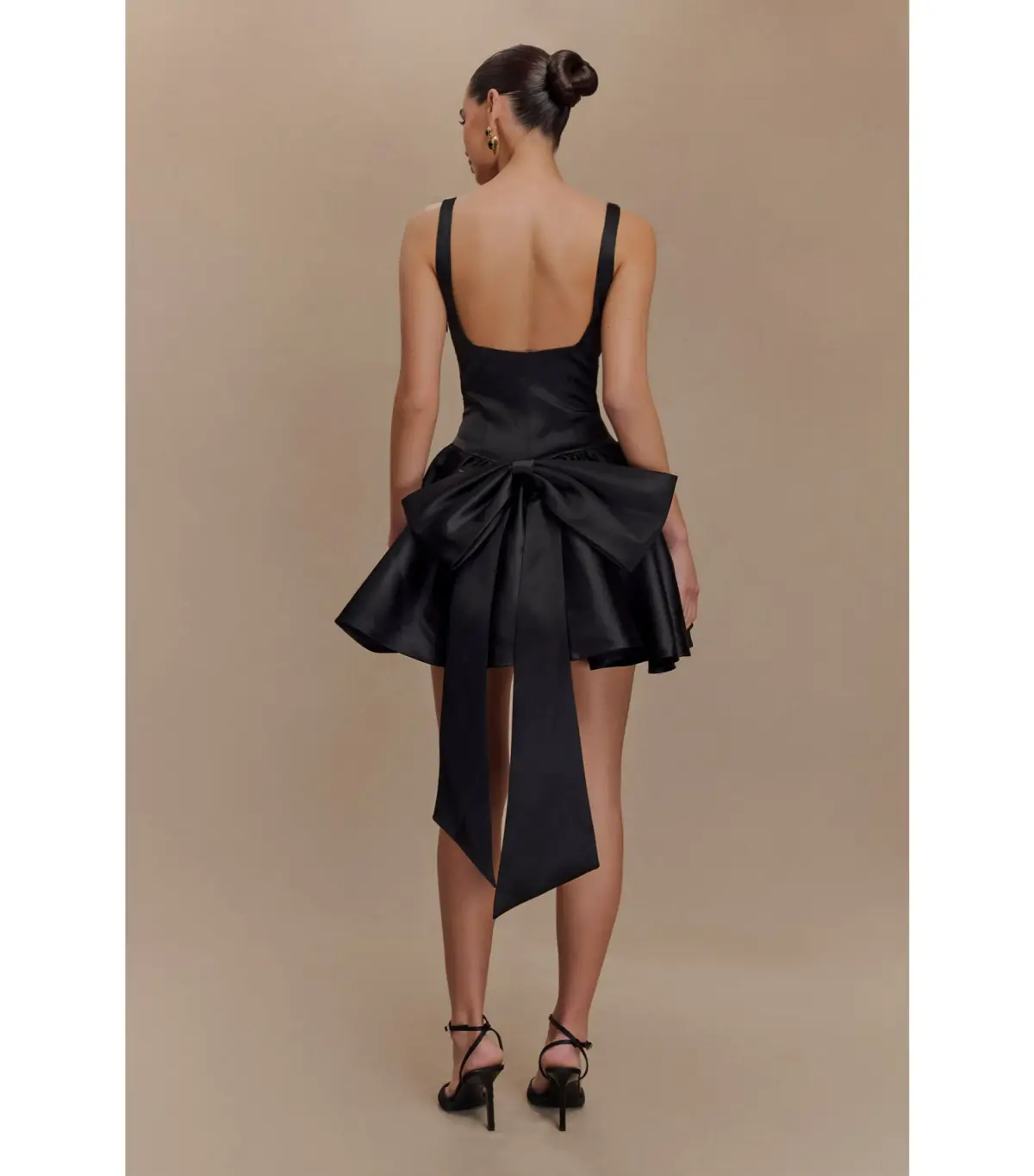 Meshki Felicia Satin Mini Dress With Bow in Black Size 8/S  - Image 4