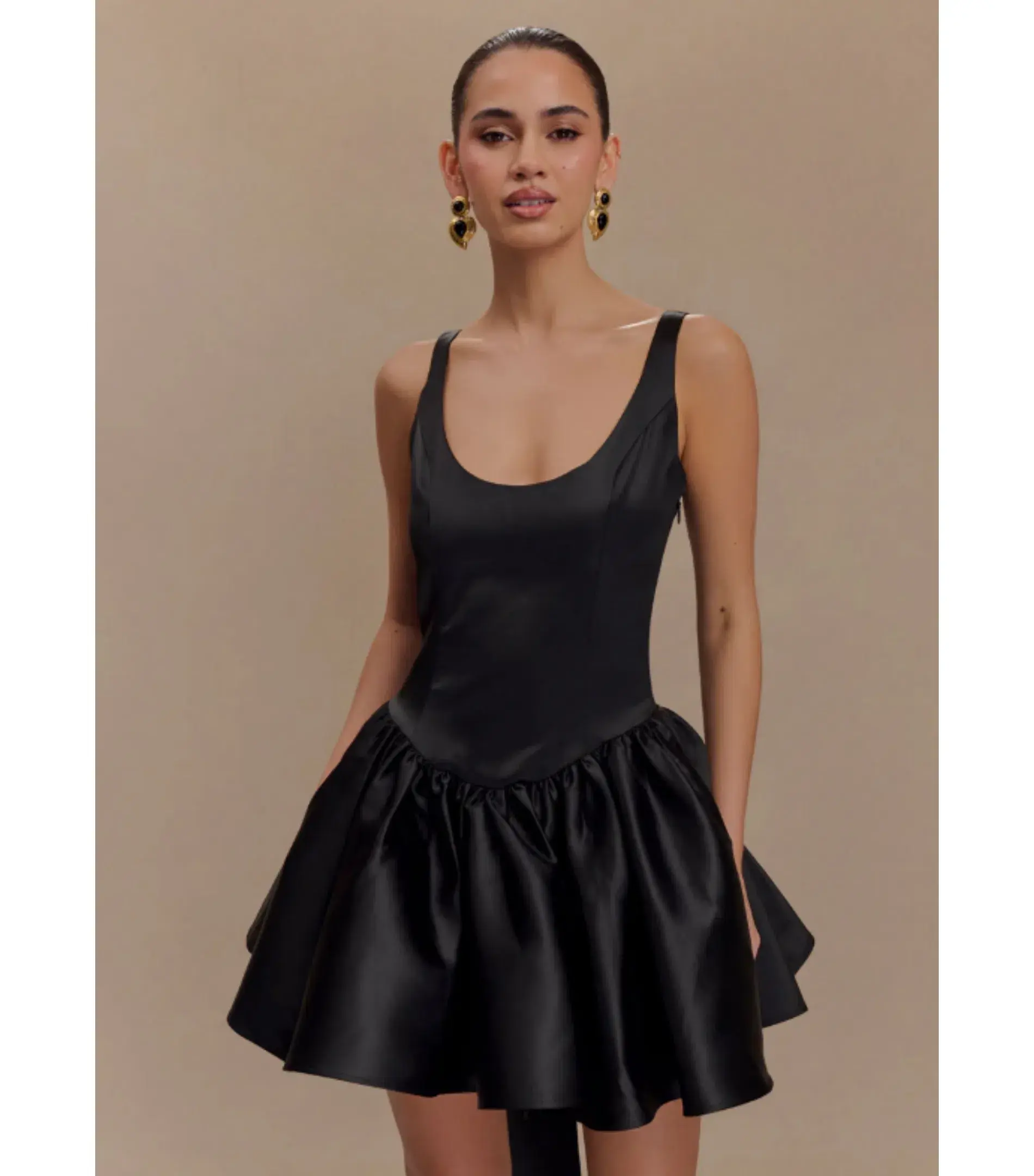 Meshki Felicia Satin Mini Dress With Bow in Black Size 8/S  - Image 2