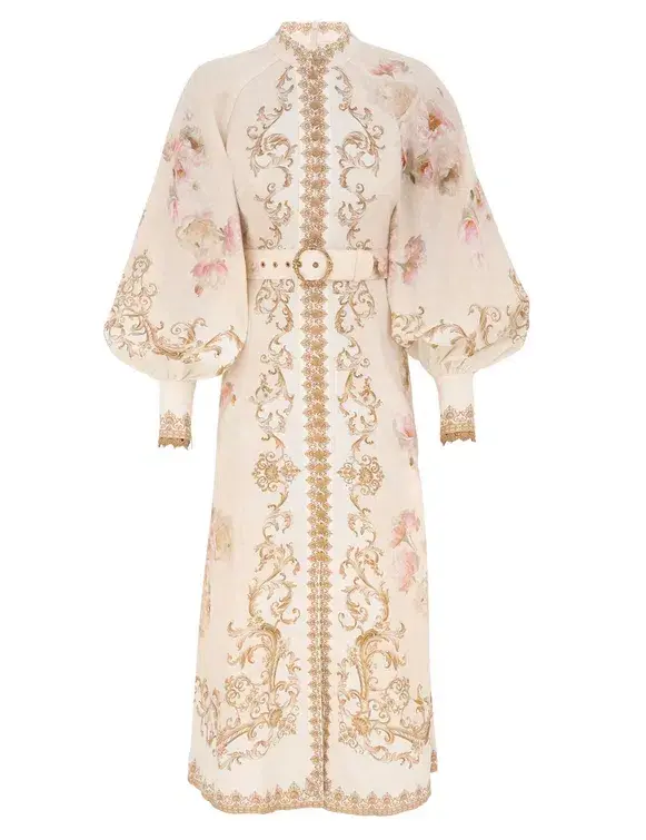Zimmermann Hypnotic Buttoned Midi Dress Cream Peony Size 2 / Size AU 12 - Image 1