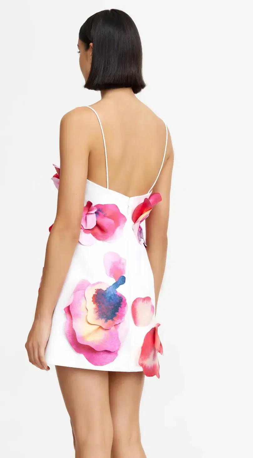 Acler Miltonrise Mini Dress White Print Size 8  - Image 3