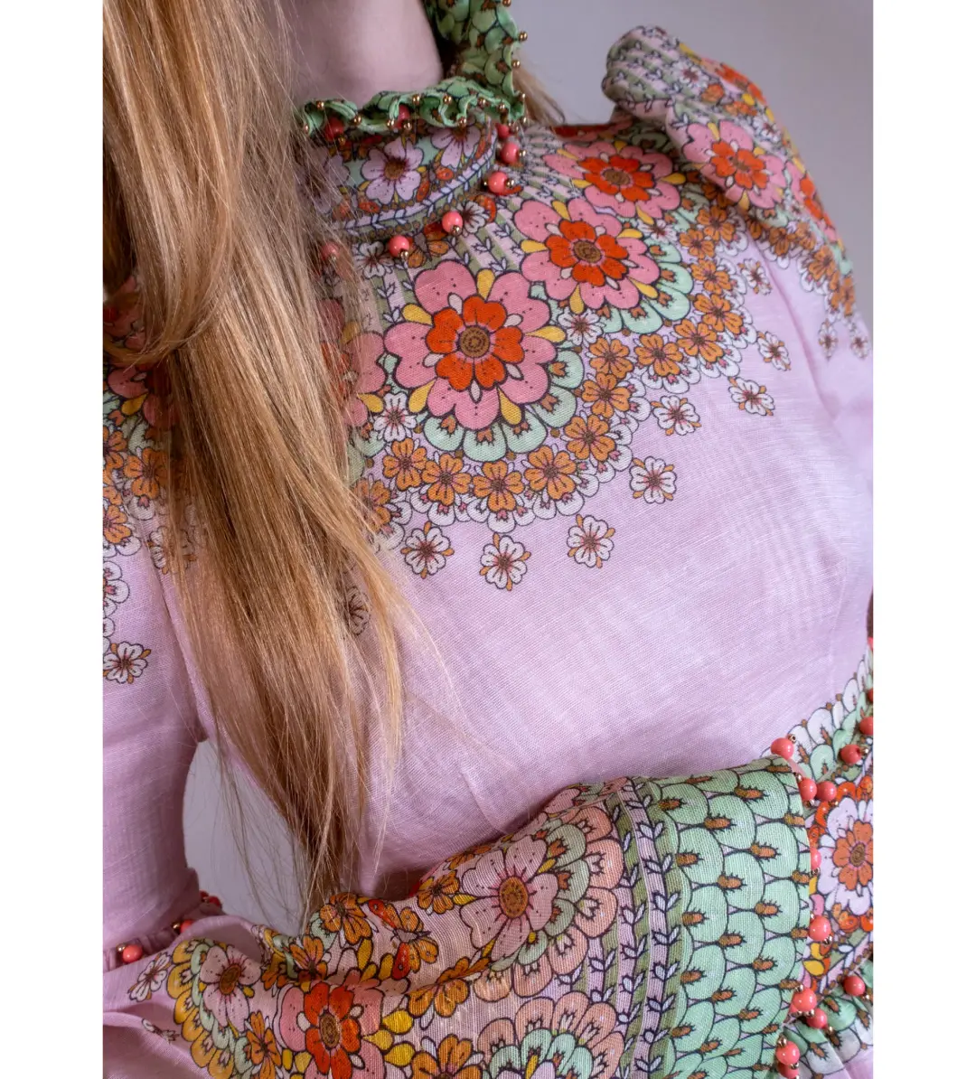 Zimmermann Kaleidoscope Bell Sleeve Gown Multi Floral Size 3 AU 14 for rent on The Volte - main image