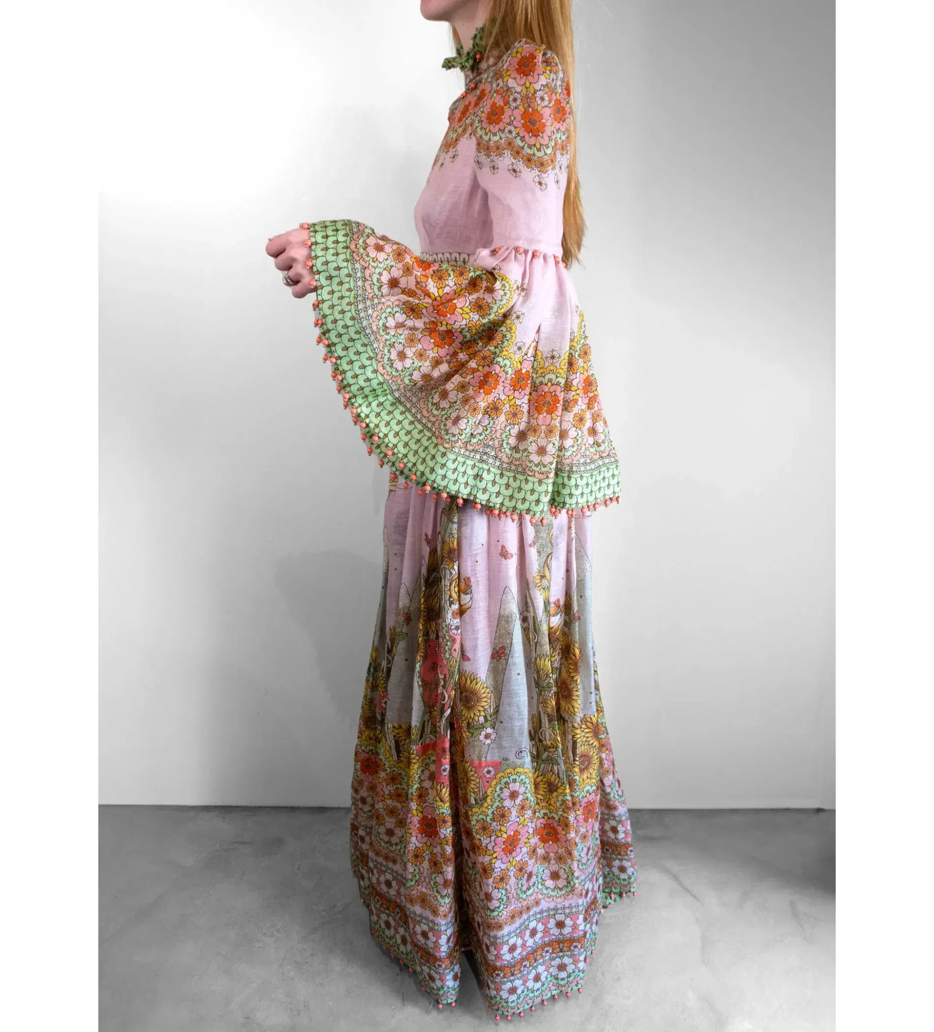 Zimmermann Kaleidoscope Bell Sleeve Gown Multi Floral Size 3 AU 14 - Image 4