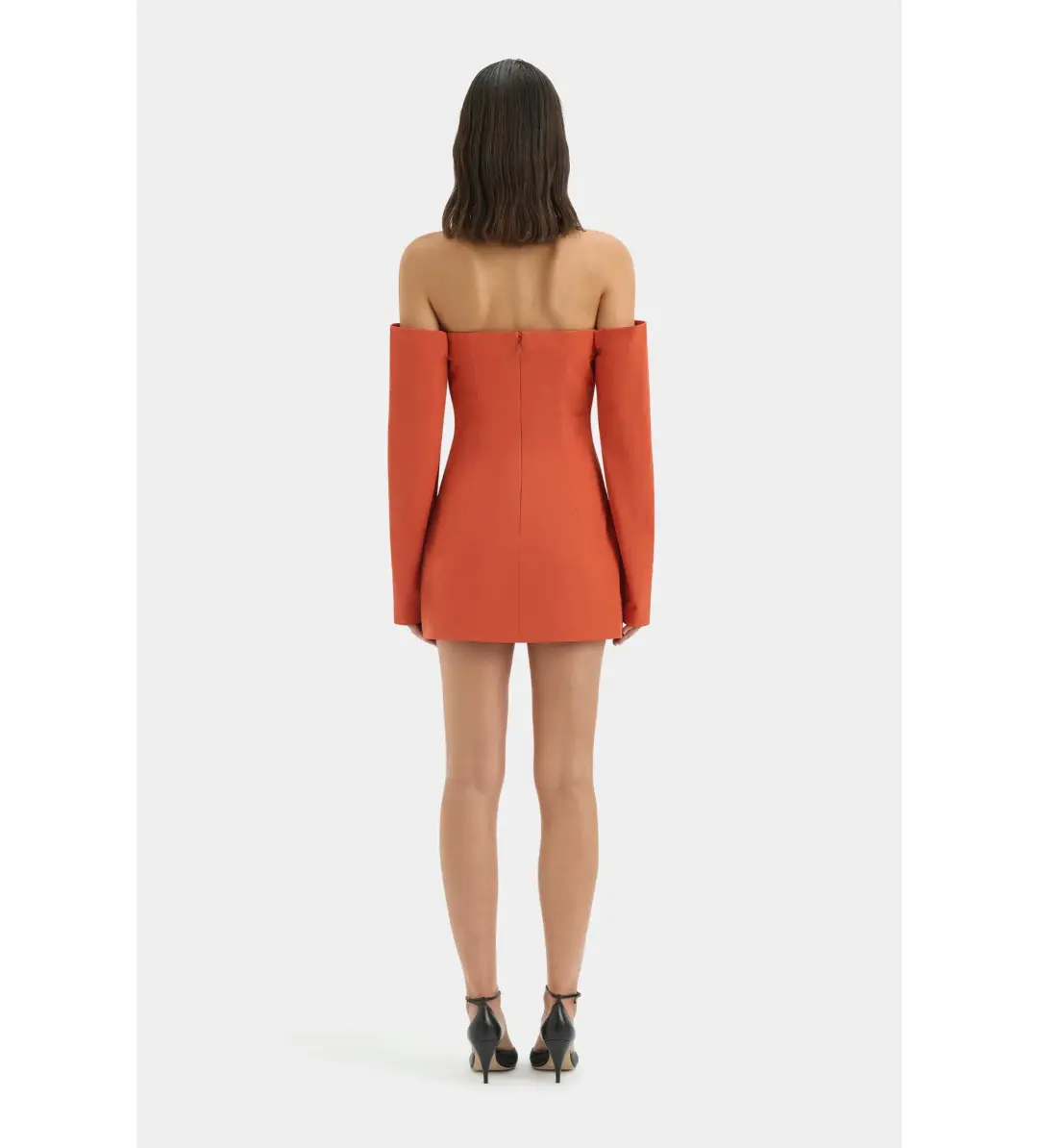 Sir the Label Rossana Off Shoulder Mini Dress Terracotta Size 1 AU 8 for rent on The Volte - main image