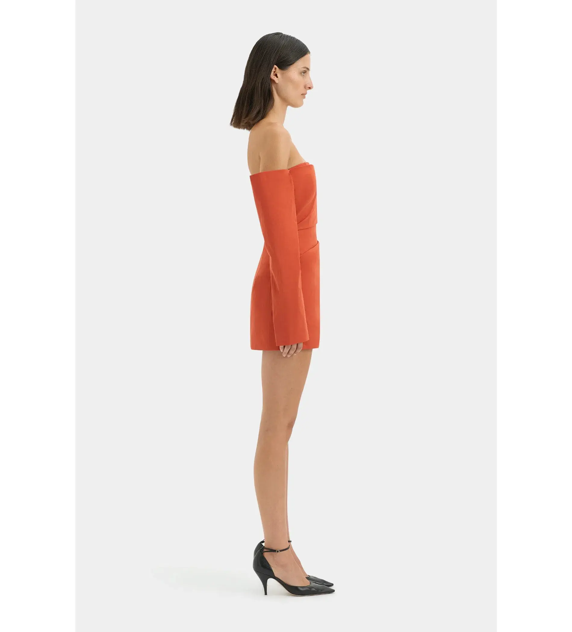 Sir the Label Rossana Off Shoulder Mini Dress Terracotta Size 1 AU 8 - Image 2