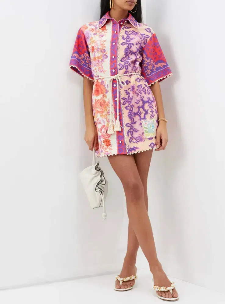 Zimmermann Raie Trimmed Shirt Dress Multi Size 14 - Image 1