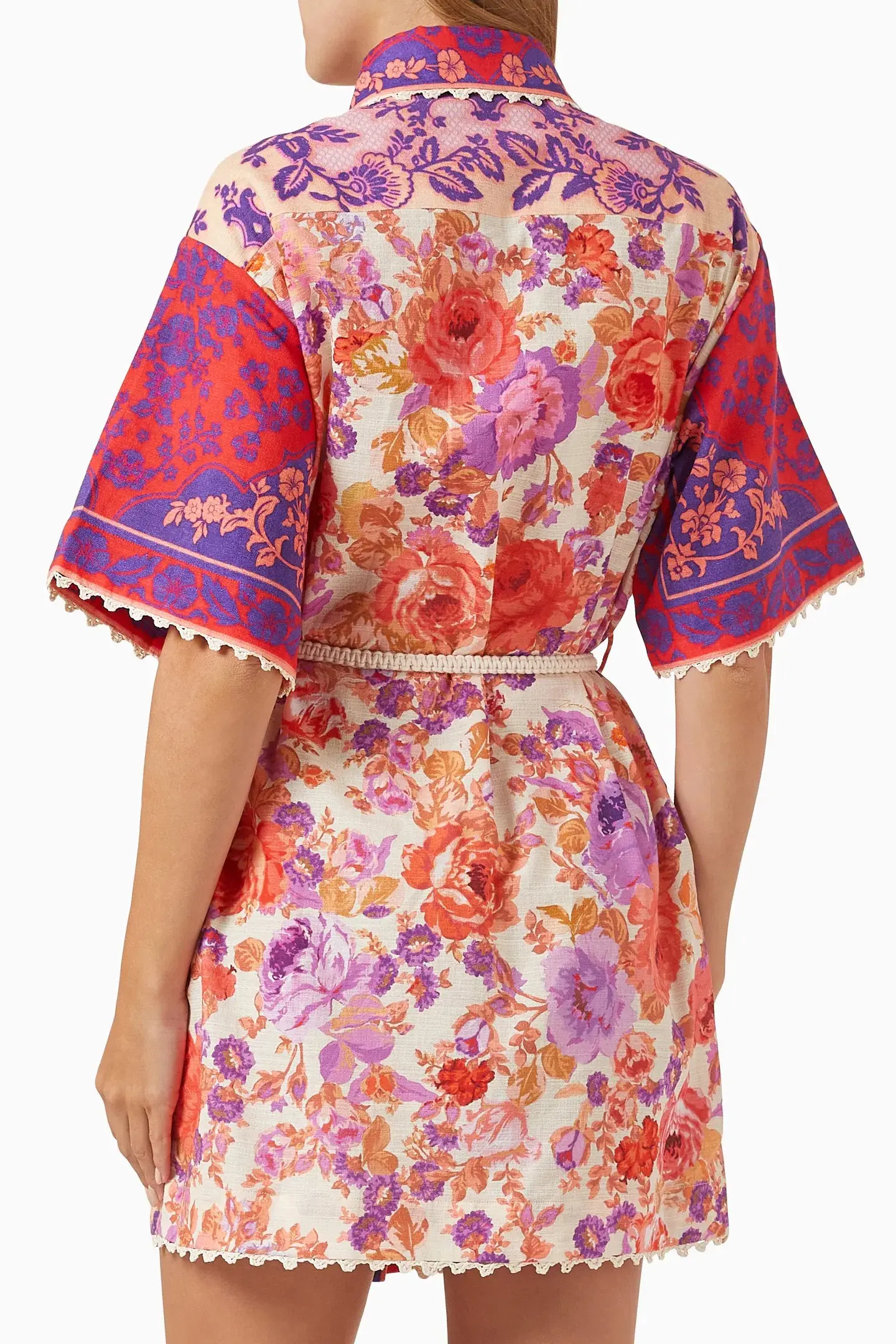 Zimmermann Raie Trimmed Shirt Dress Multi Size 14 - Image 3