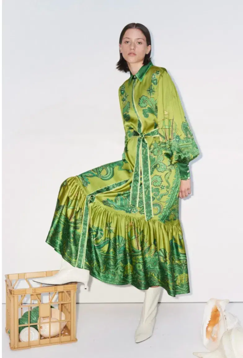Alemais Solaris Shirtdress Olive Size 12 - Image 2
