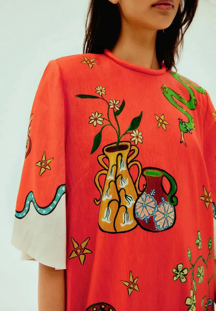 Alémais Rose Tee Midi Dress Red Print Size AU 14 - Image 2