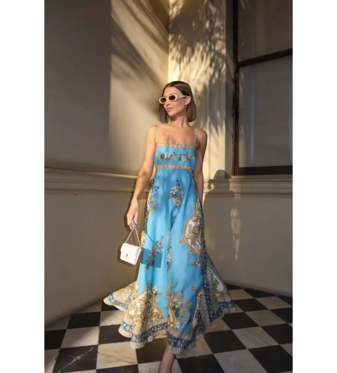 Alemais x La Sirena Exclusive Cassie Midi Sundress Blue Floral Size AU 14 for rent on The Volte - main image