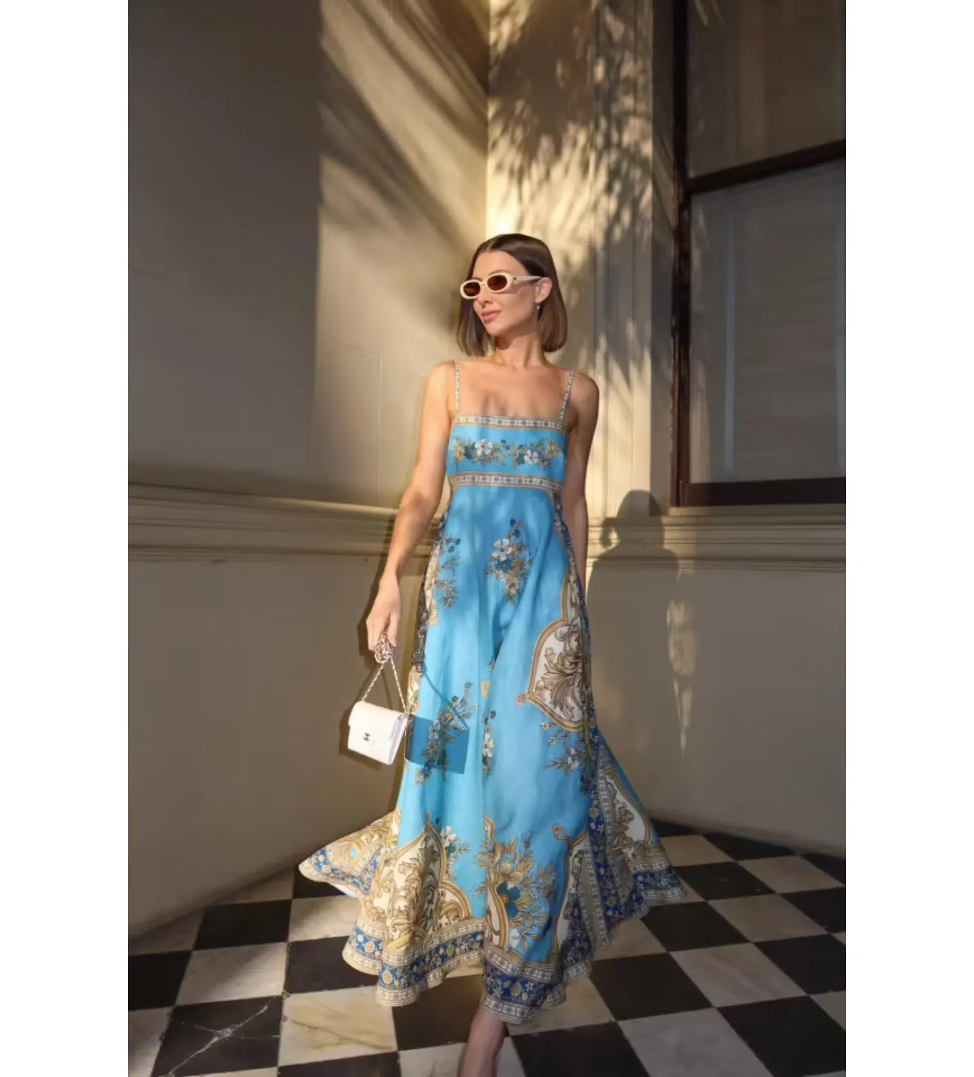 Alemais x La Sirena Exclusive Cassie Midi Sundress Blue Floral Size AU 14 - Image 2