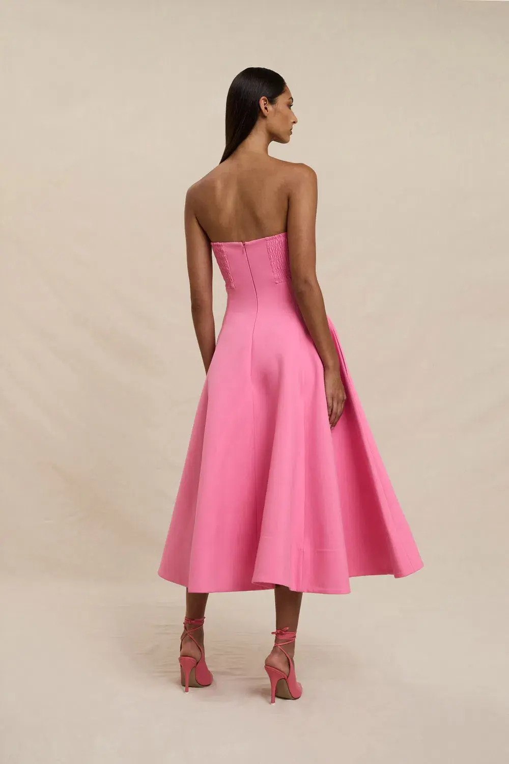 By Johnny Venus Shell Strapless Midi Dress Pink Size 6 - Image 5