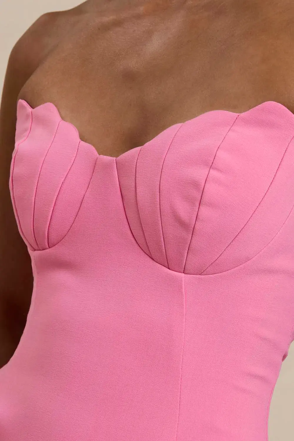 By Johnny Venus Shell Strapless Midi Dress Pink Size 6 - Image 6