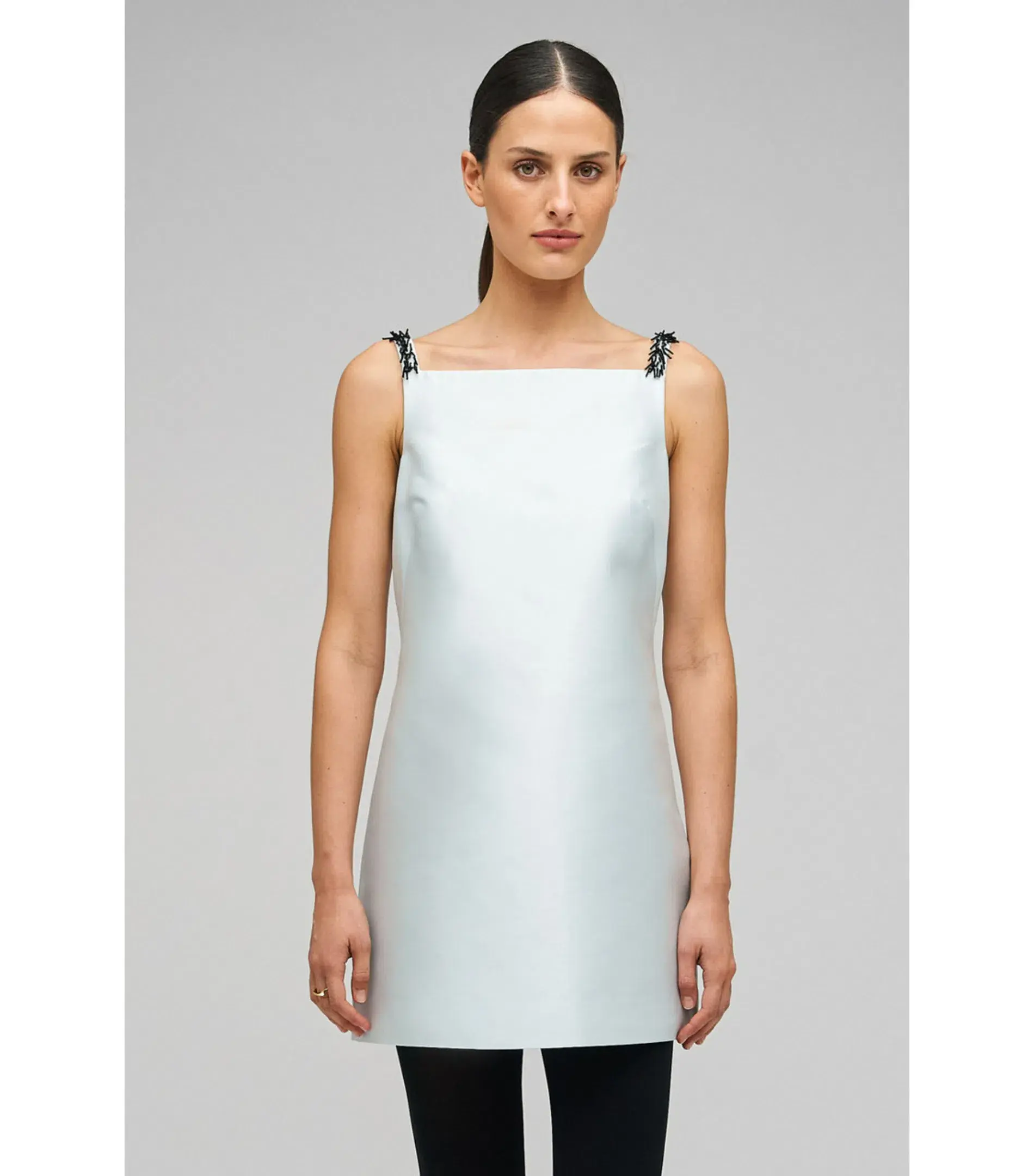 Oroton Embellished Mini Dress Pale Blue Size AU 6 - Image 2