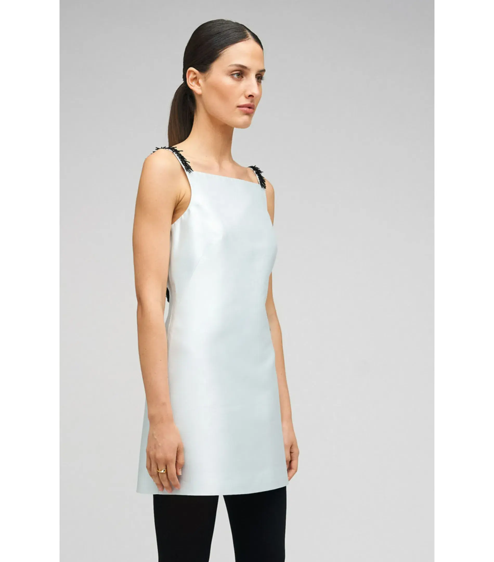 Oroton Embellished Mini Dress Pale Blue Size AU 6 - Image 3
