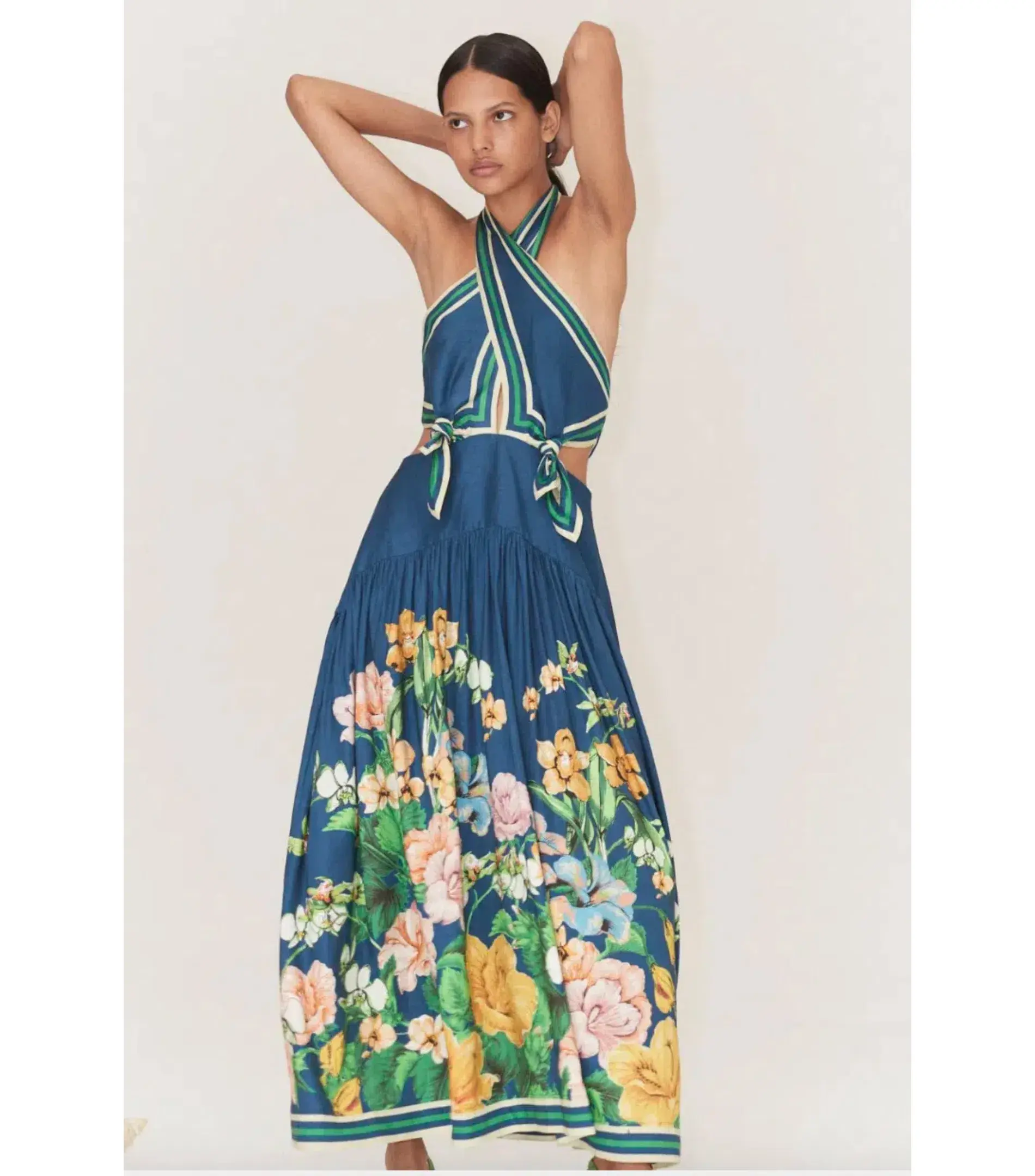 Alemais Lyla Halter Midi Dress Blue Size AU 12 - Image 3