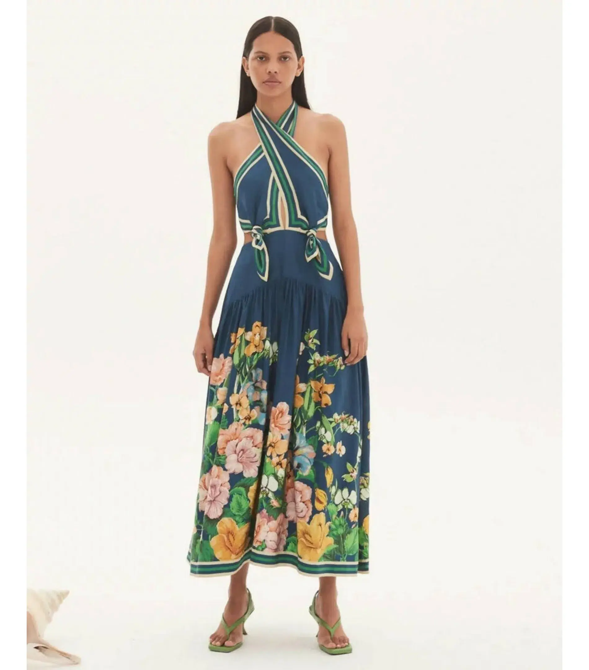 Alemais Lyla Halter Midi Dress Blue Size AU 12 - Image 1