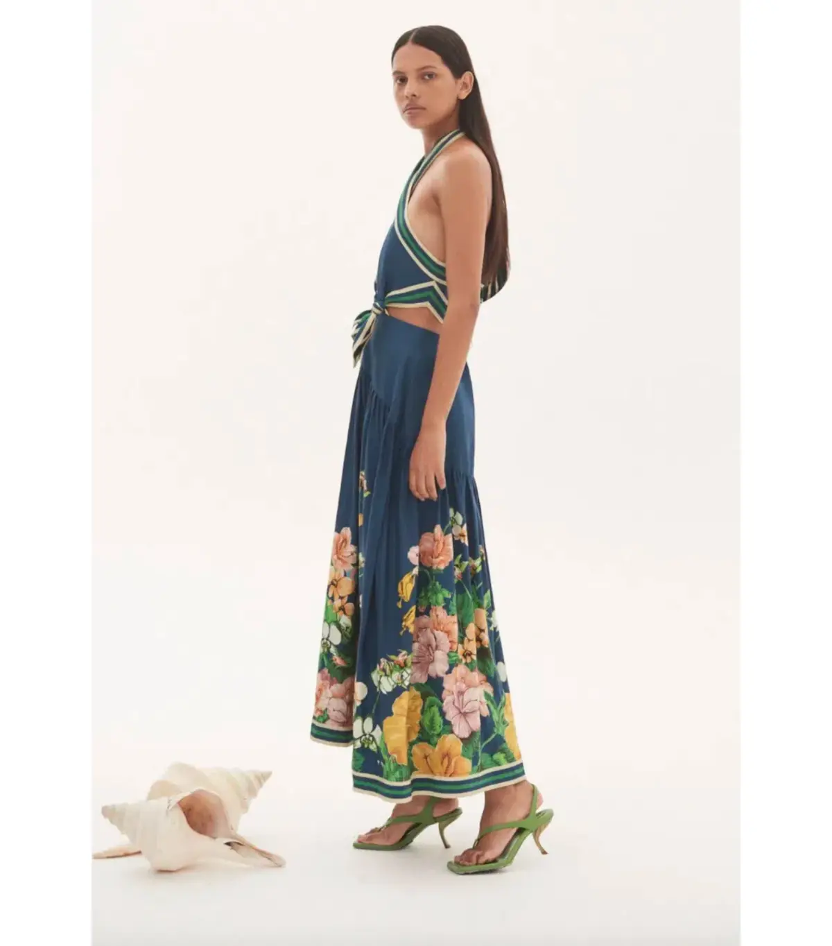 Alemais Lyla Halter Midi Dress Blue Size AU 12 - Image 4