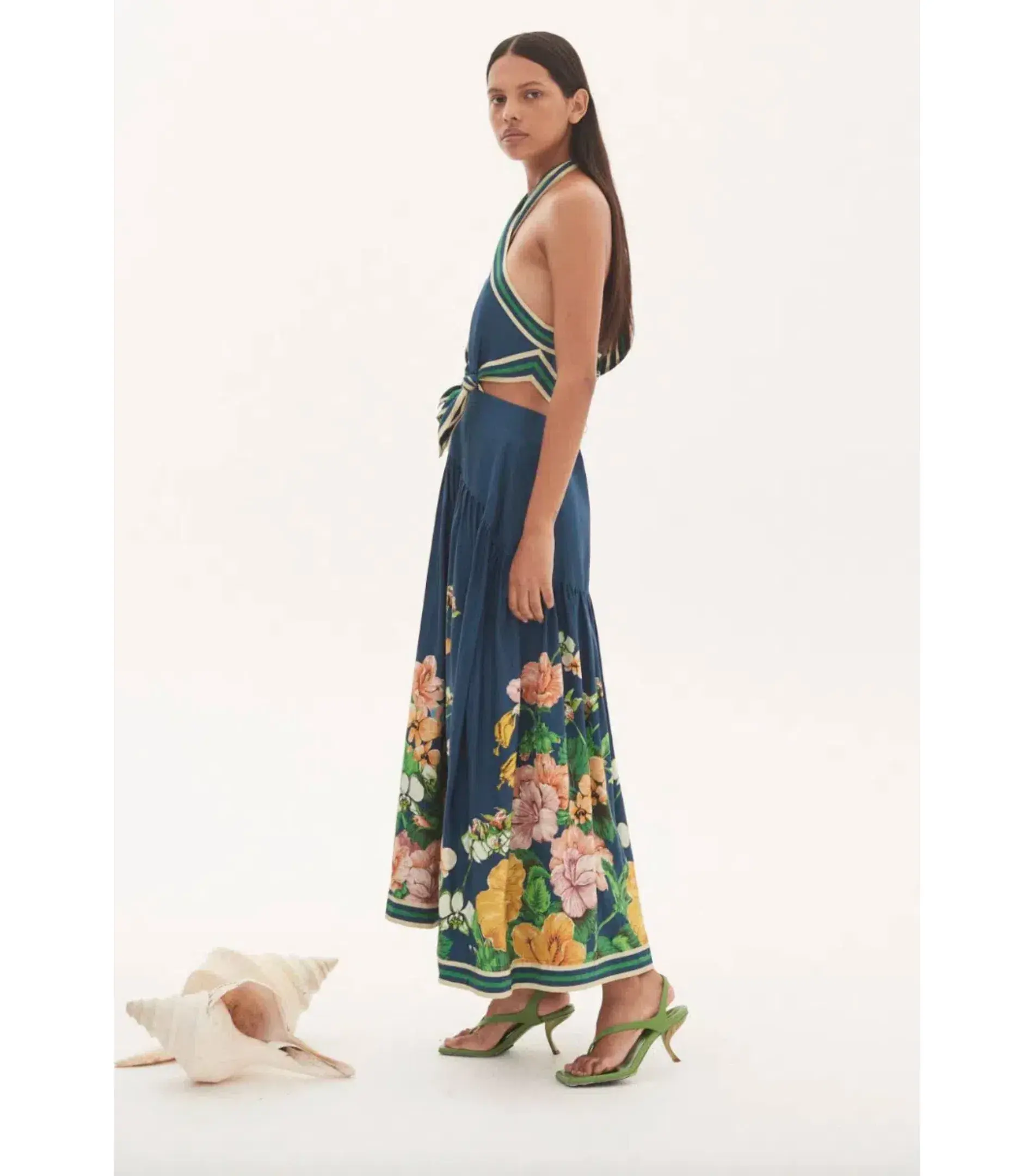 Alemais Lyla Halter Midi Dress Blue Size AU 12 - Image 4