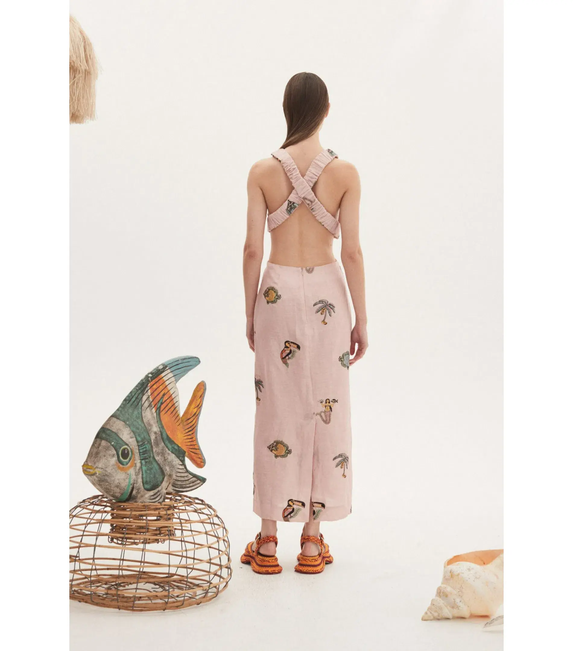 Alémais Vacay Front Twist Midi Dess Pink Size AU 12 - Image 3