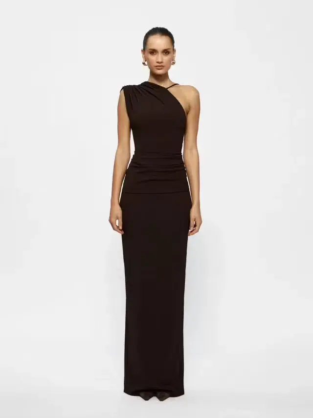 Effie Kats Greer Gown Coffee Brown Size 10 - Image 1