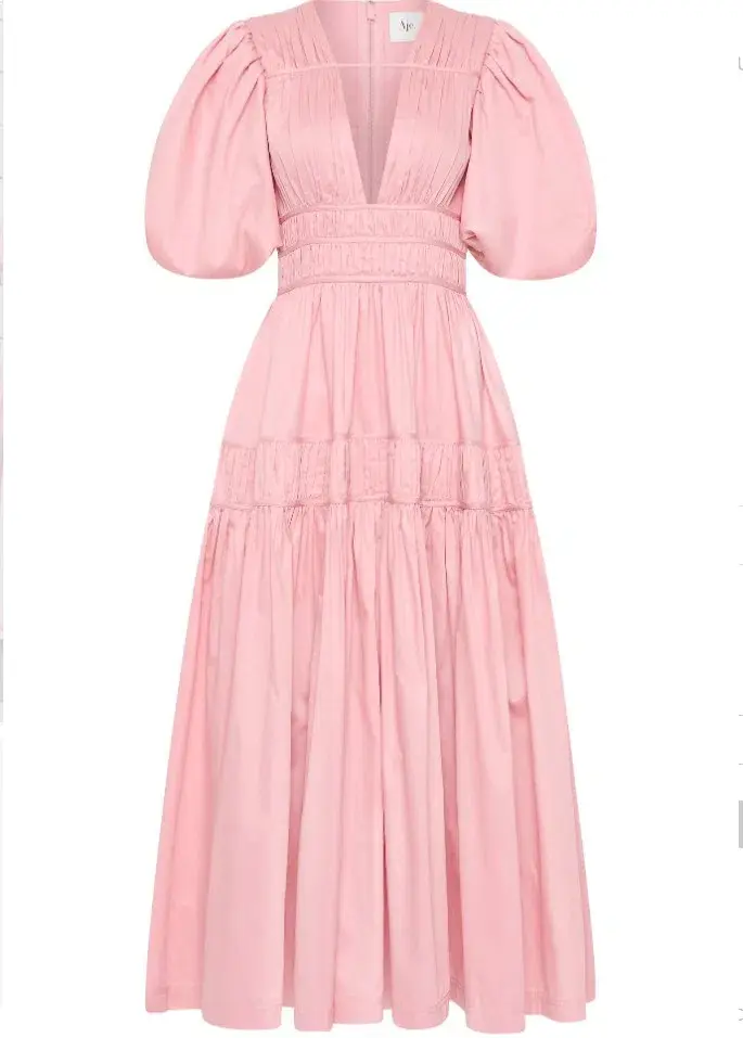 Aje Fallingwater Ruched Midi Dress Pastel Pink Size AU 8 - Image 4
