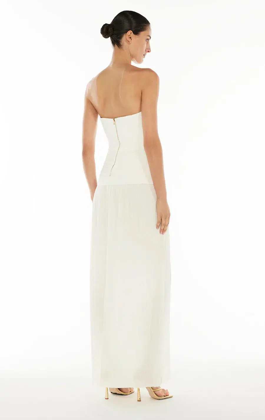 Manning Cartell Double Time Pleat Strapless Maxi Dress White Size 8 - Image 2