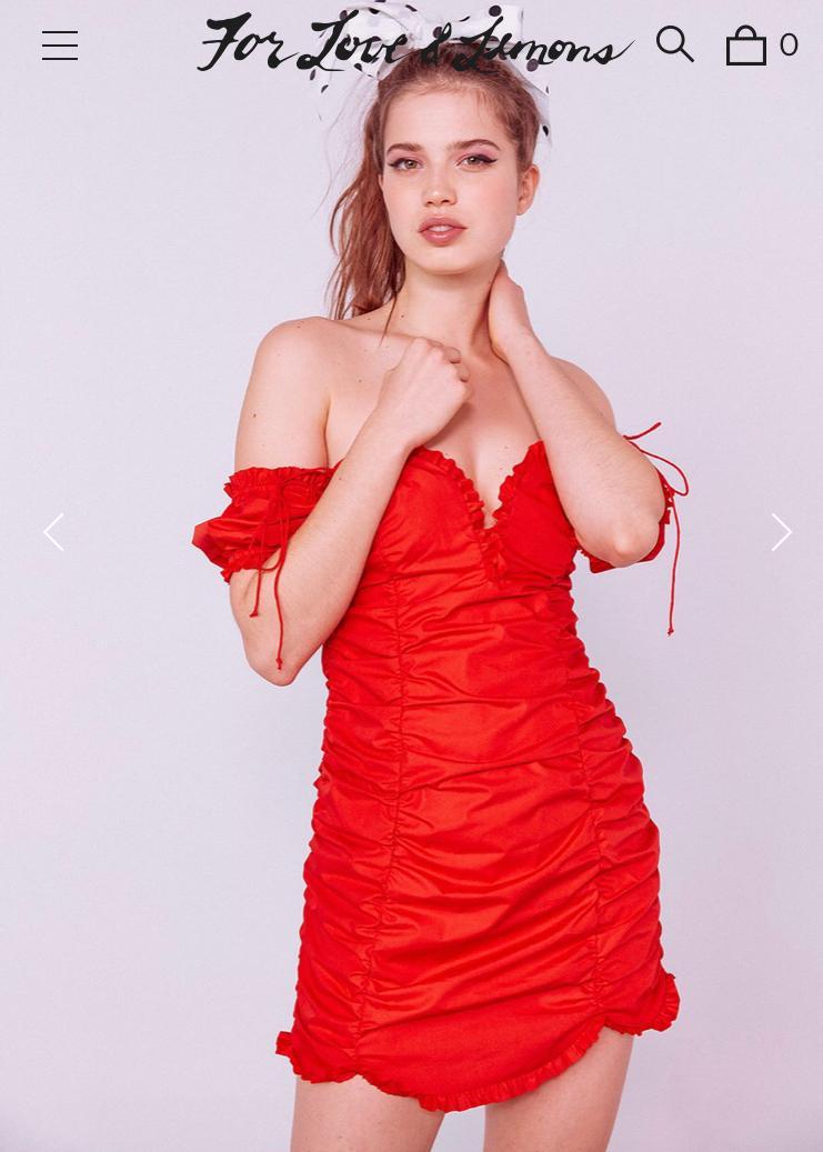 For love & lemons Jackson Shirred Mini Dress size 8 for rent on The Volte - main image