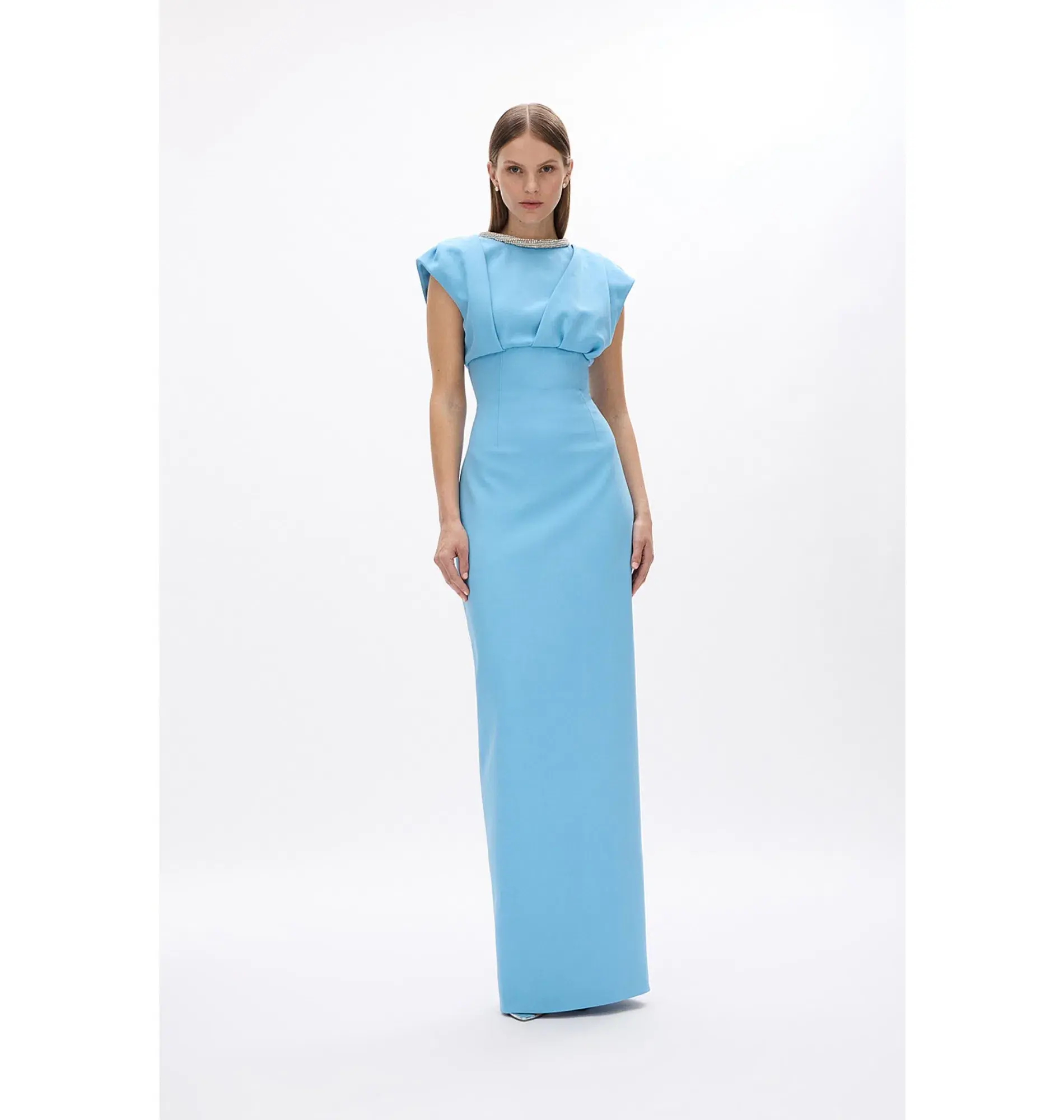 Rachel Gilbert Orion Trim Gown Blue Size 8/1 - Image 1