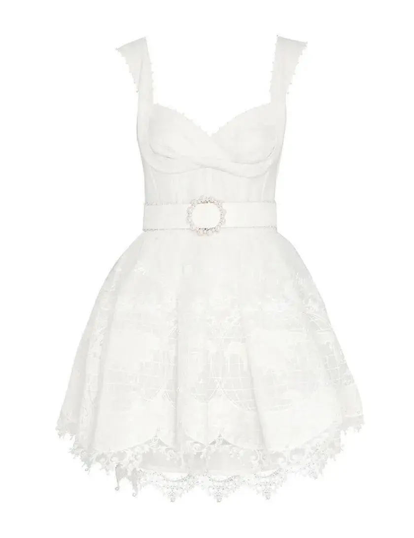 Zimmermann High Tide Embroidered Mini Dress Ivory Size 2 / Size AU 12 - Image 1