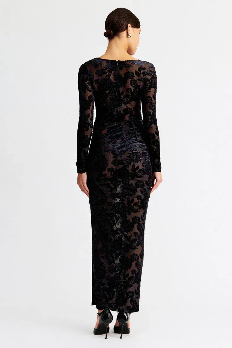 Suboo Helena Long Sleeve Ruched Maxi Black Size 8 for rent on The Volte - main image