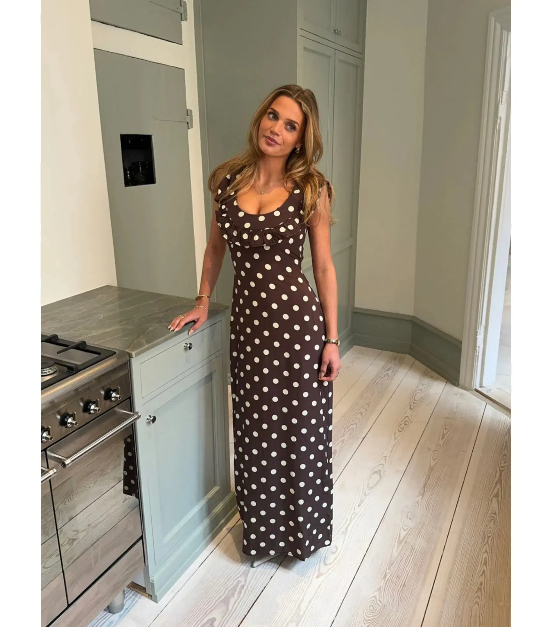 Design by Si Luna Maxi Dress Brown/White Size M / AU 10 - Image 1