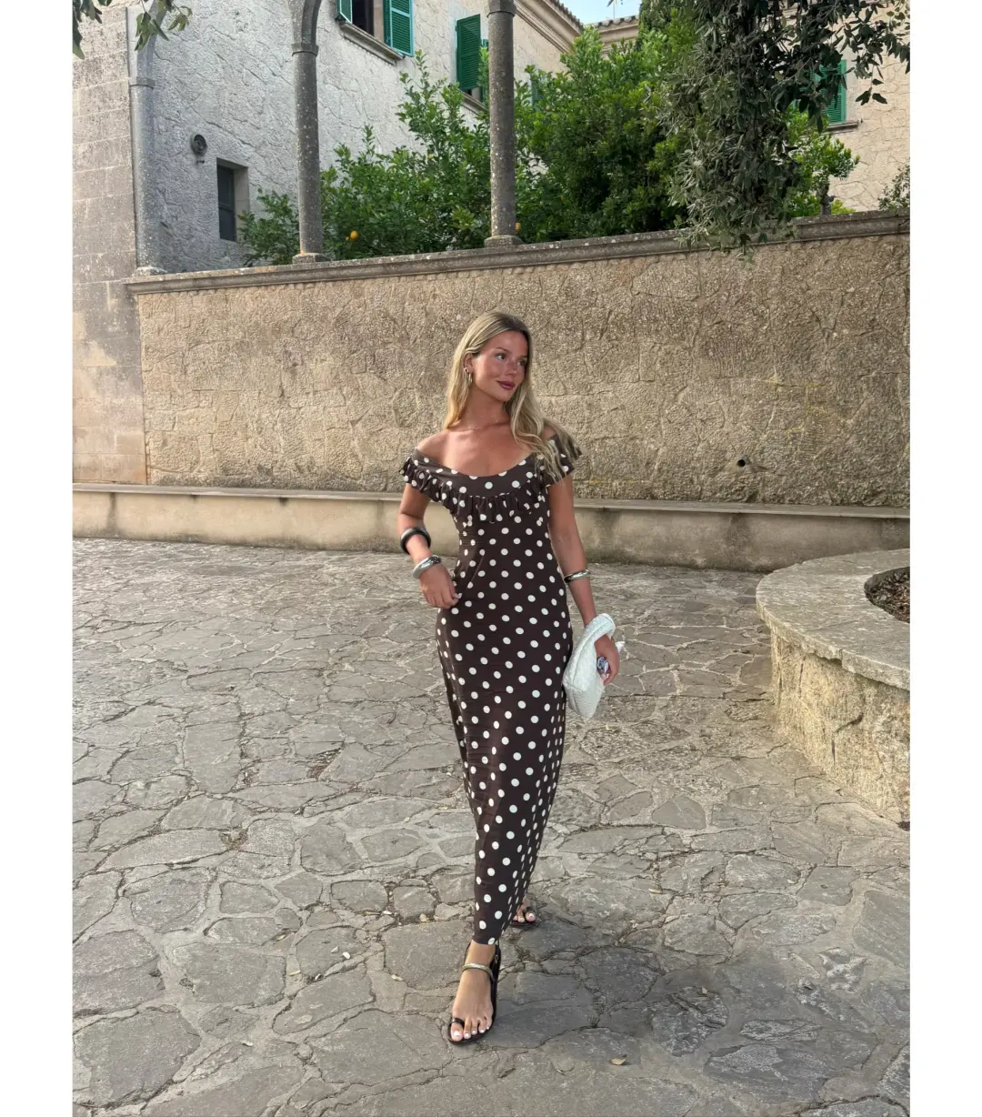 Design by Si Luna Maxi Dress Brown/White Size M / AU 10 for rent on The Volte - main image