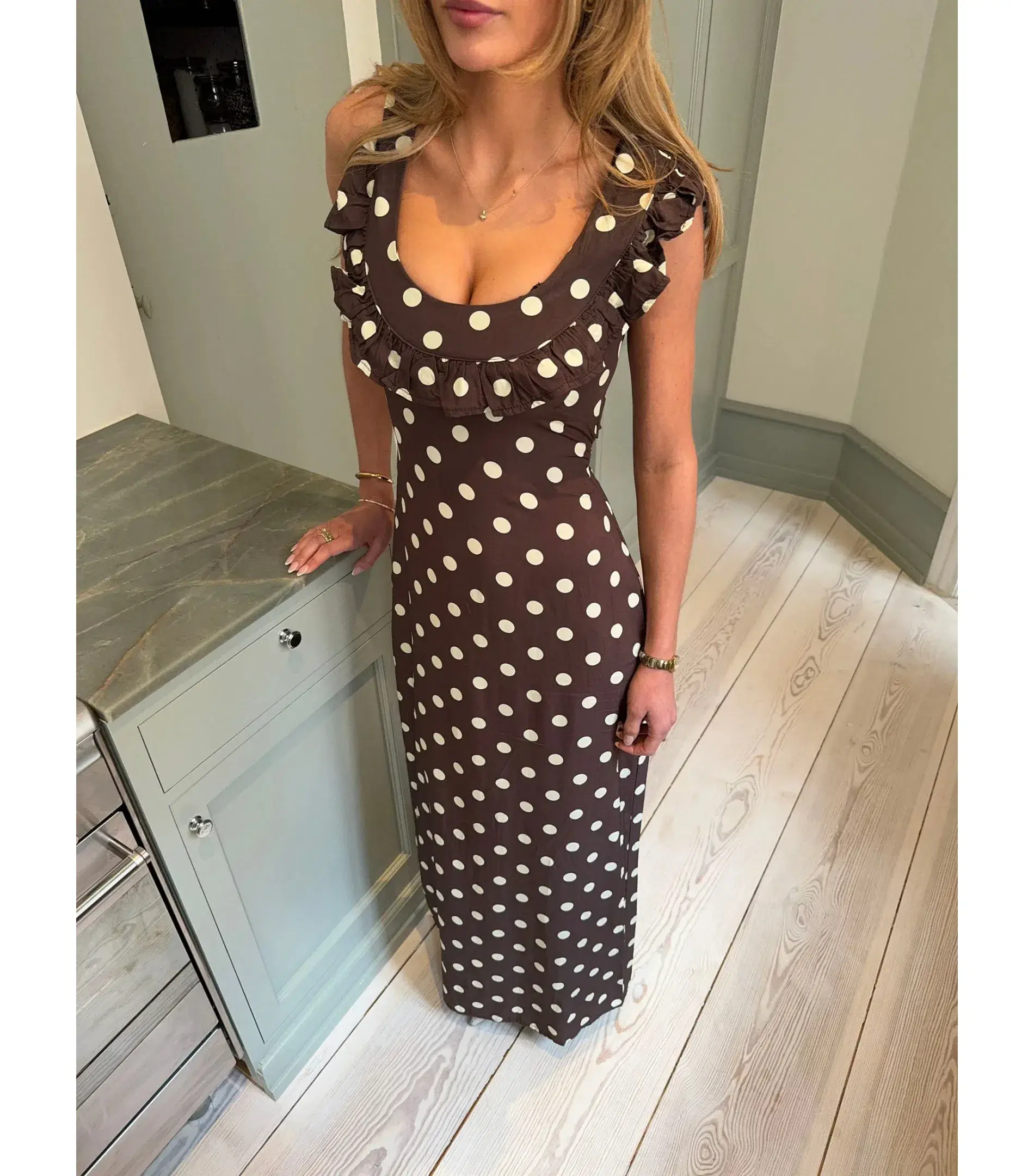 Design by Si Luna Maxi Dress Brown/White Size M / AU 10 - Image 4