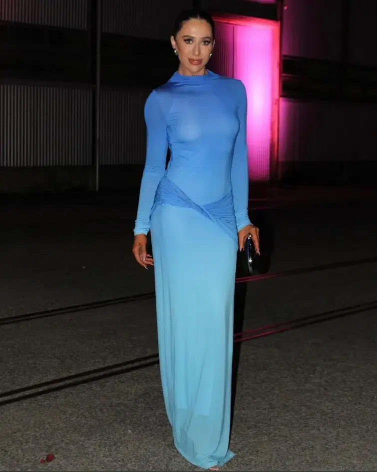 Sass & Bide Life Form Jersey Maxi Gown in Ombre Blue Size 10 for rent on The Volte - main image