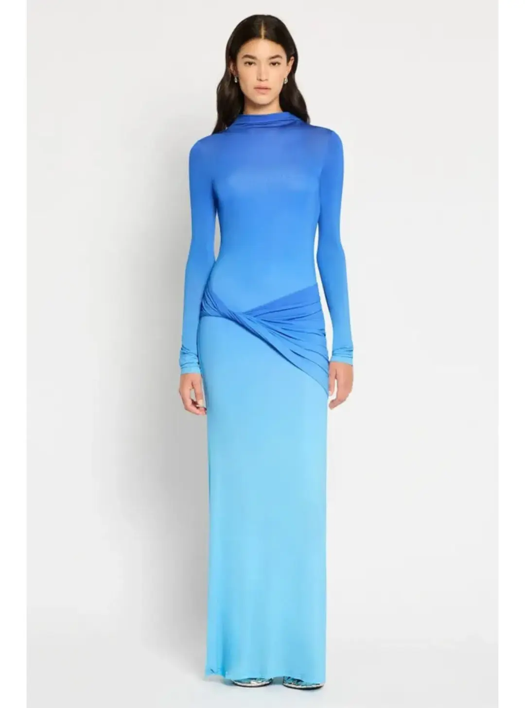 Sass & Bide Life Form Jersey Maxi Gown in Ombre Blue Size 10 for rent on The Volte - main image