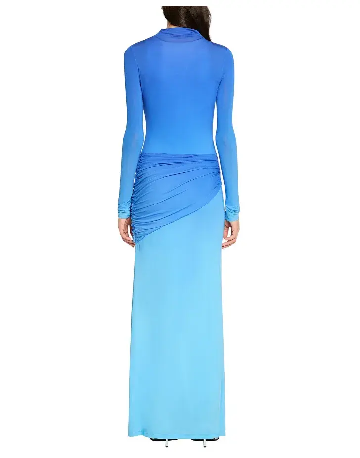 Sass & Bide Life Form Jersey Maxi Gown in Ombre Blue Size 10 - Image 3