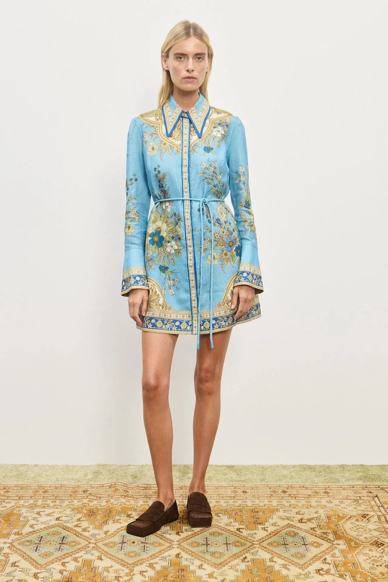 Alemais Cassie Mini Dress Blue Floral Size 12 - Image 1