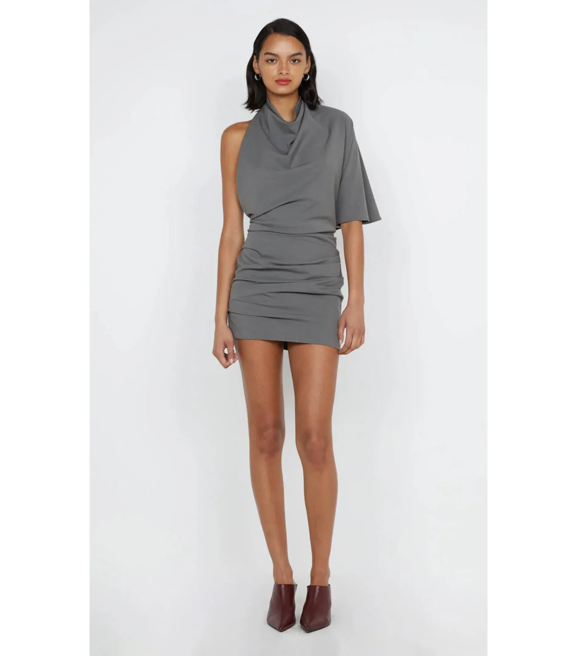 Bec & Bridge Sanja Asym Mini Dress Elephant Grey Size AU 6 - Image 1