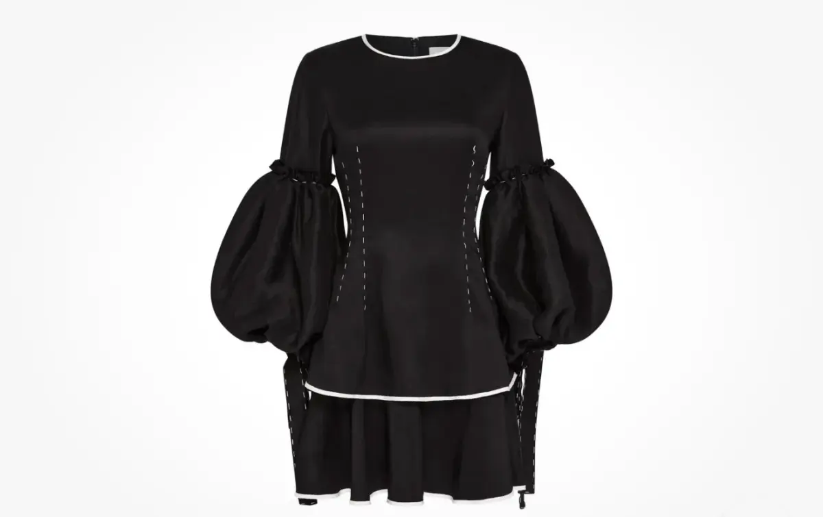 AJE Black Gracious Tiered Linen Blend Mini Black Size AU 10 - Image 2
