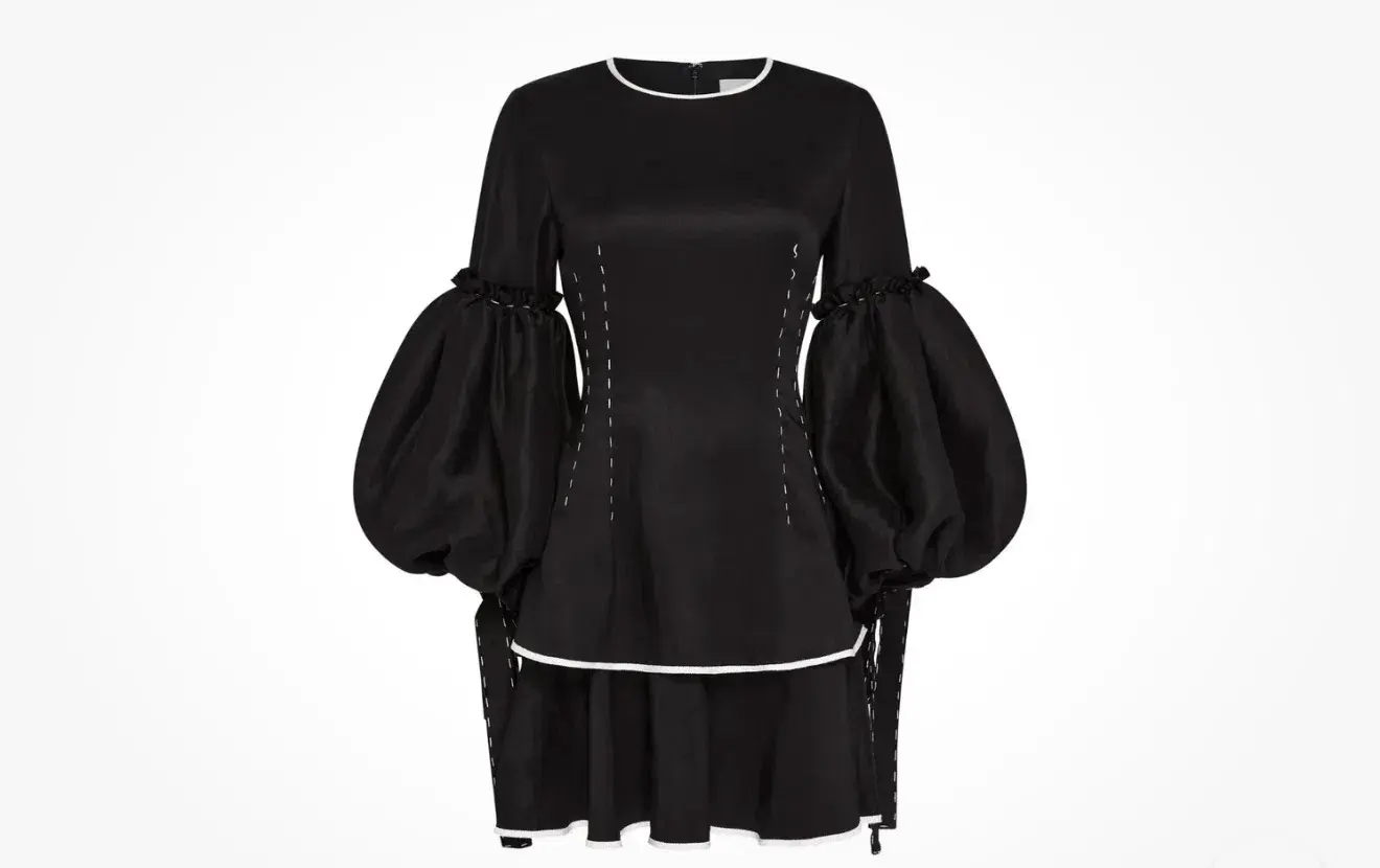 AJE Black Gracious Tiered Linen Blend Mini Black Size AU 10 - Image 2