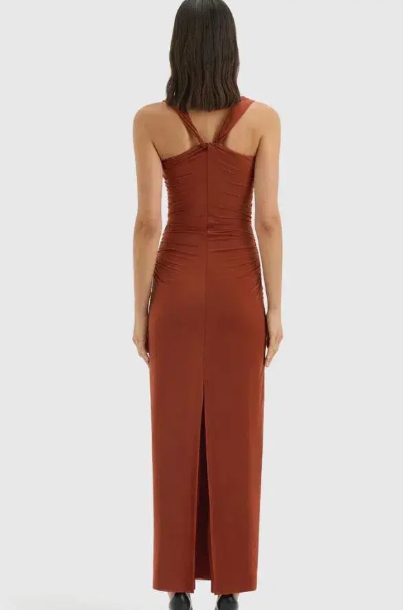 Sir the Label Rosseli The Rosseli Gathered Midi Dress in Rust Size 2/10 - Image 3