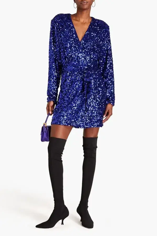 Rotate By Birger Christensen Sequinned Blue Mini Size 10 - Image 1