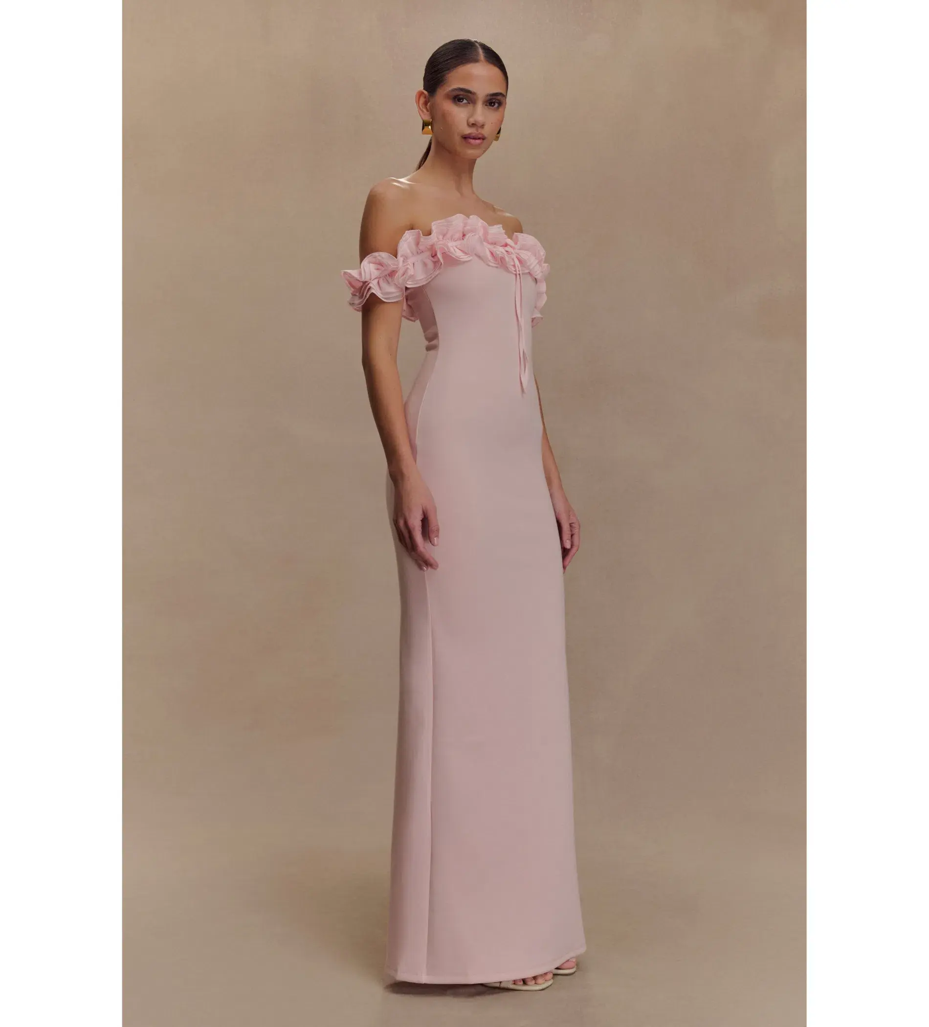 Meshki Nova Ruffle Off Shoulder Maxi Dress Ballet Pink Size 10 - Image 2