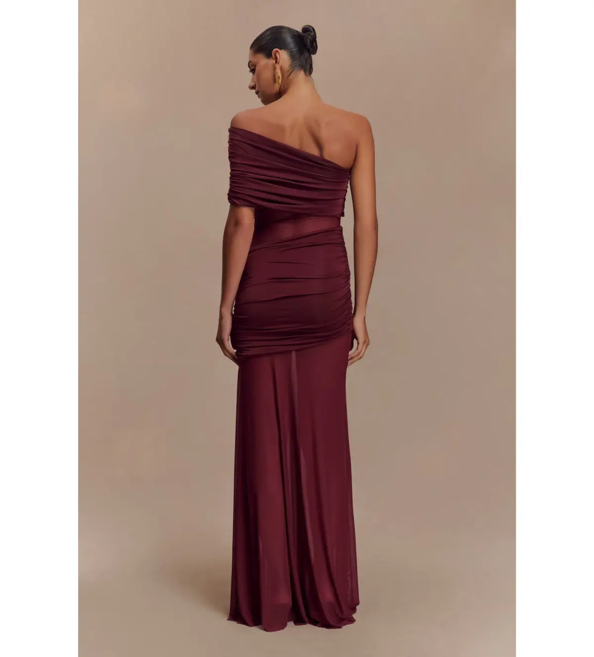 Meshki Dallas One Shoulder Mesh Maxi Dress Burgundy Size 8 - Image 5