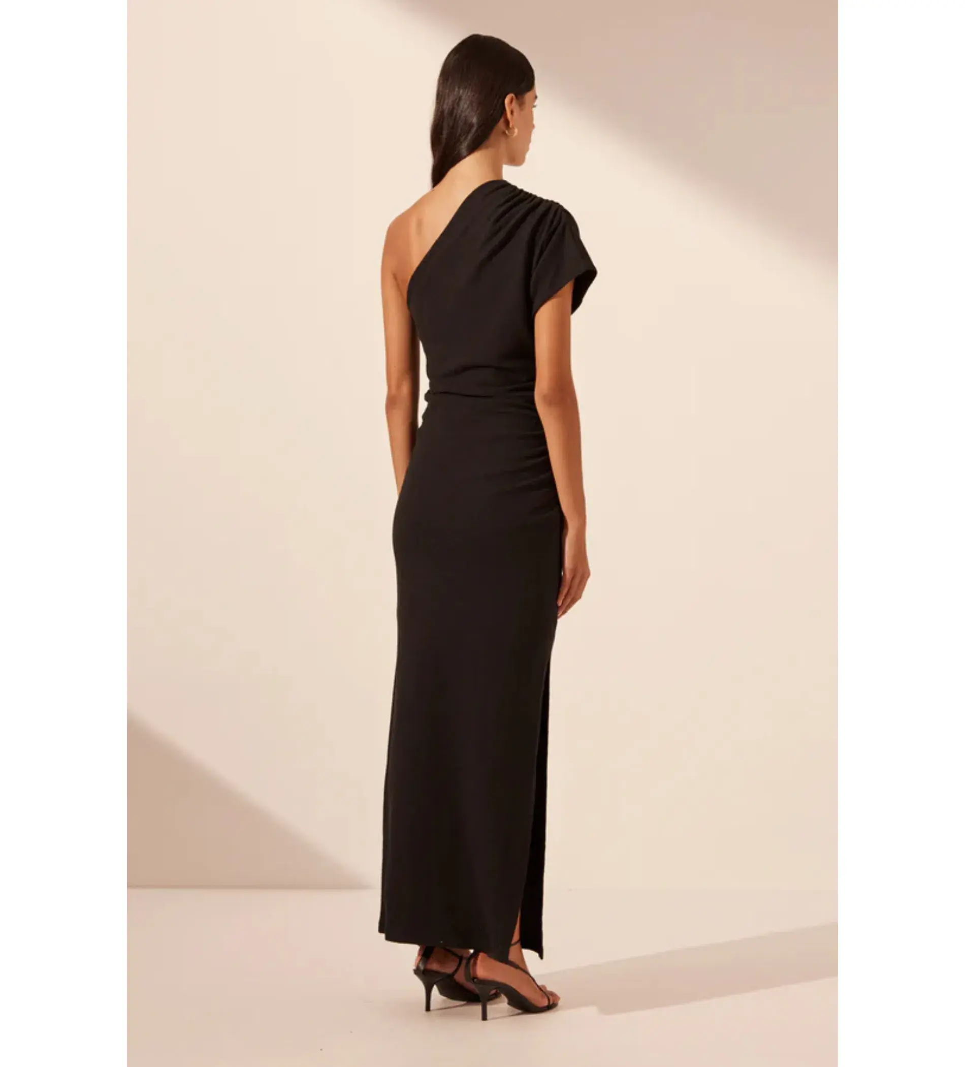 Shona Joy Beau Asymmetrical Midi Dress Black Size 12 - Image 5